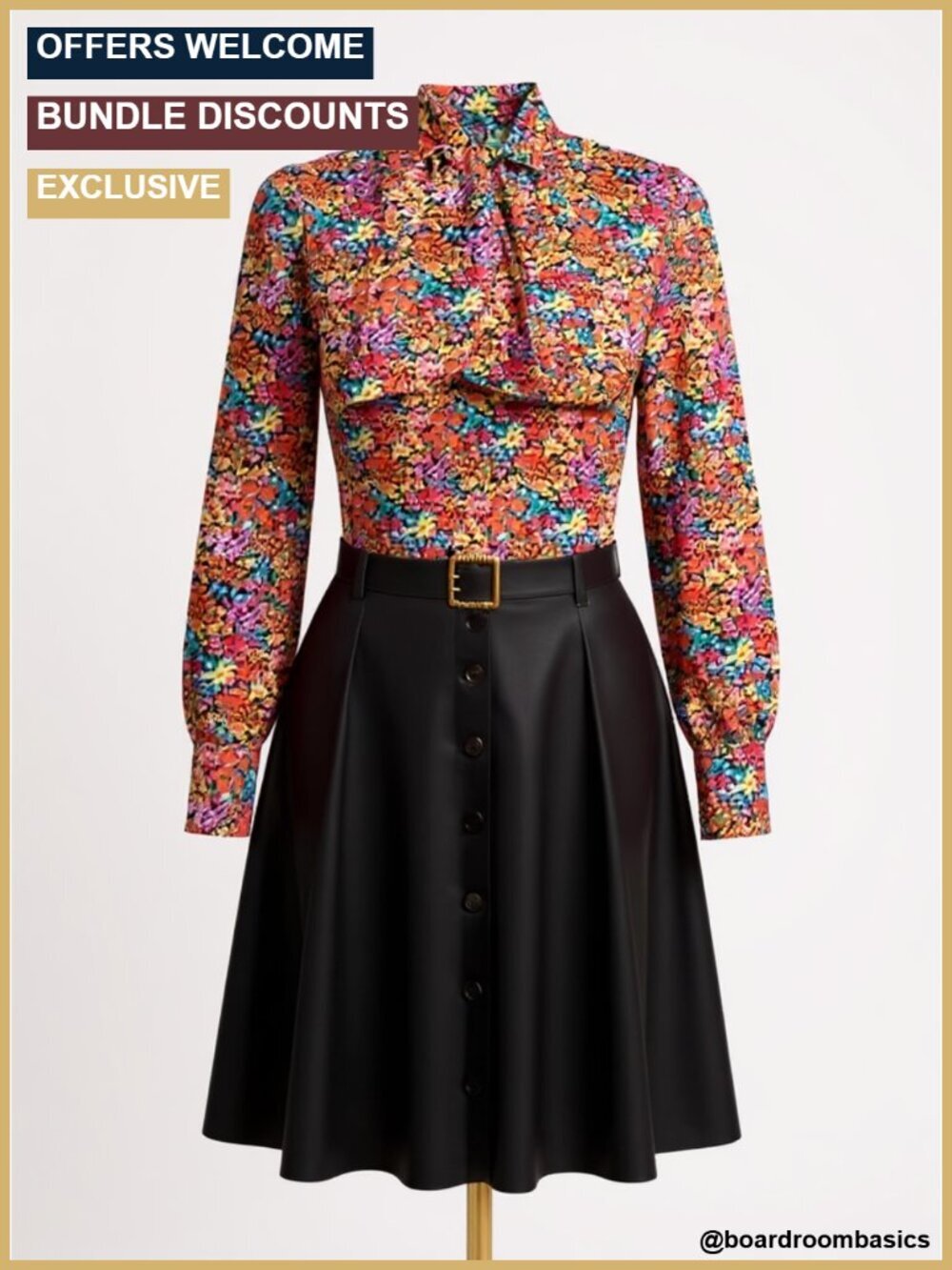 Bow Tie Neck Long Sleeve Blouse with Button Cuff